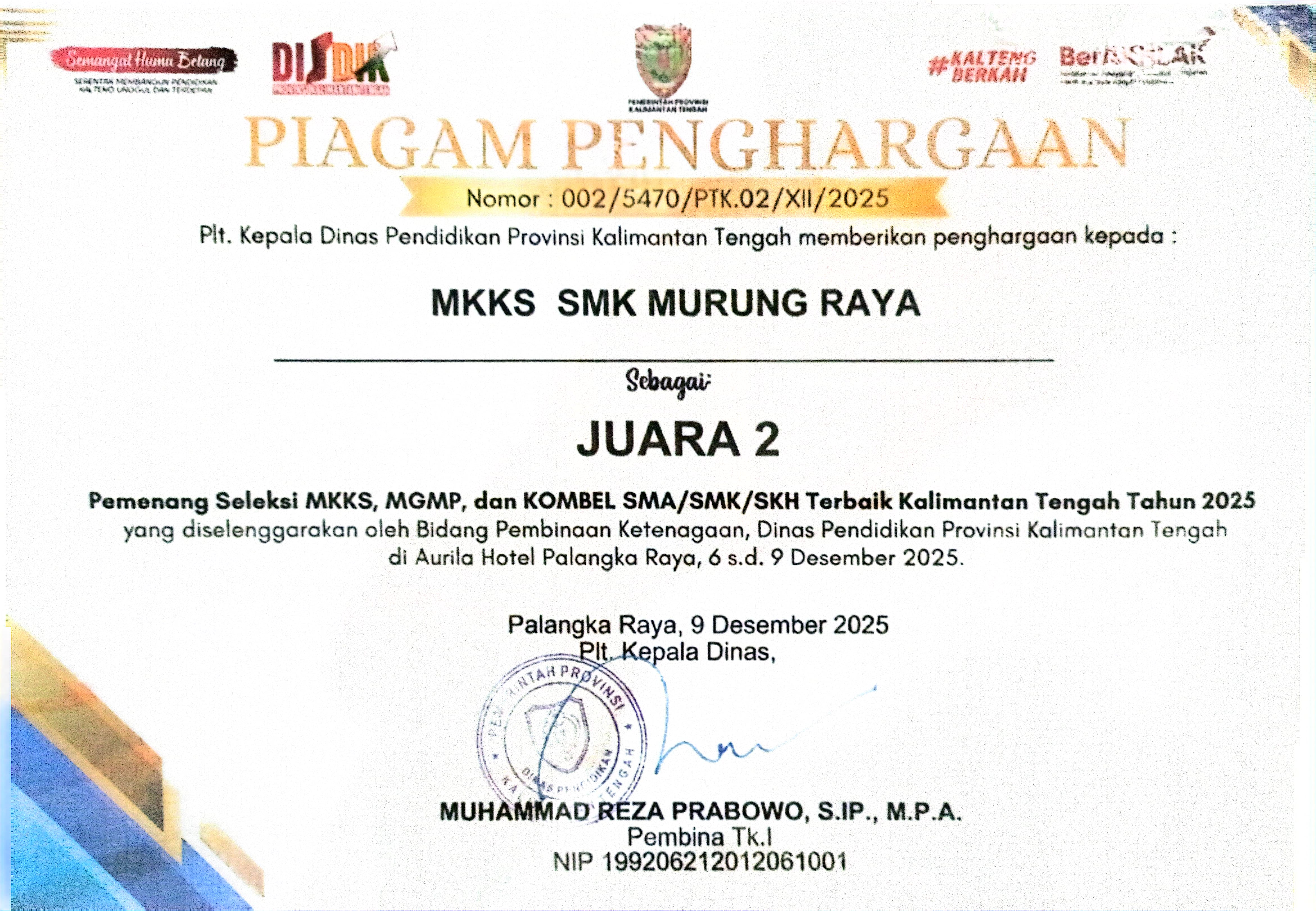 Juara 2 MKKS Kalteng